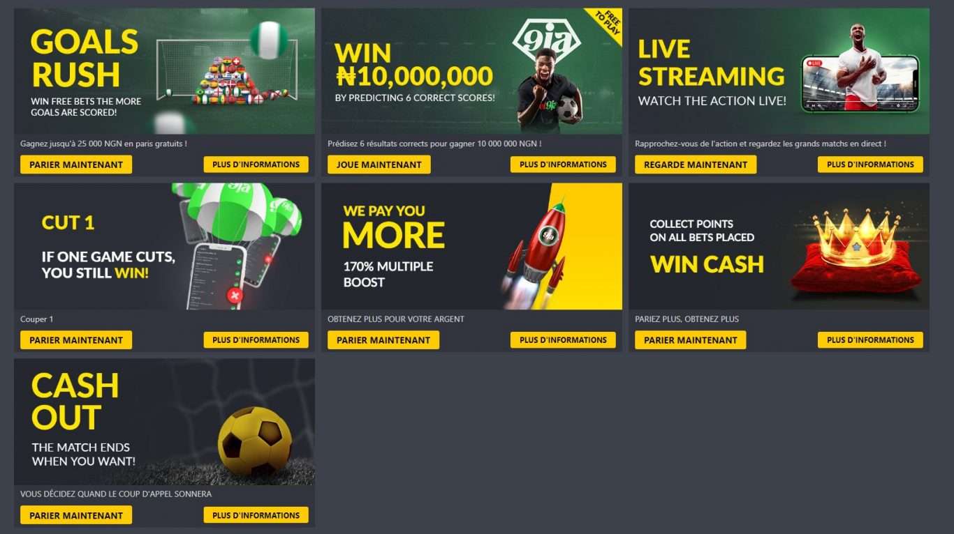 Variétés de Bet9ja Sport Bonus sur